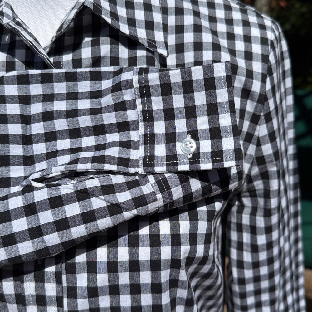 Chadwicks Black and White Gingham Button-Down Shirt - Picture 6 of 8